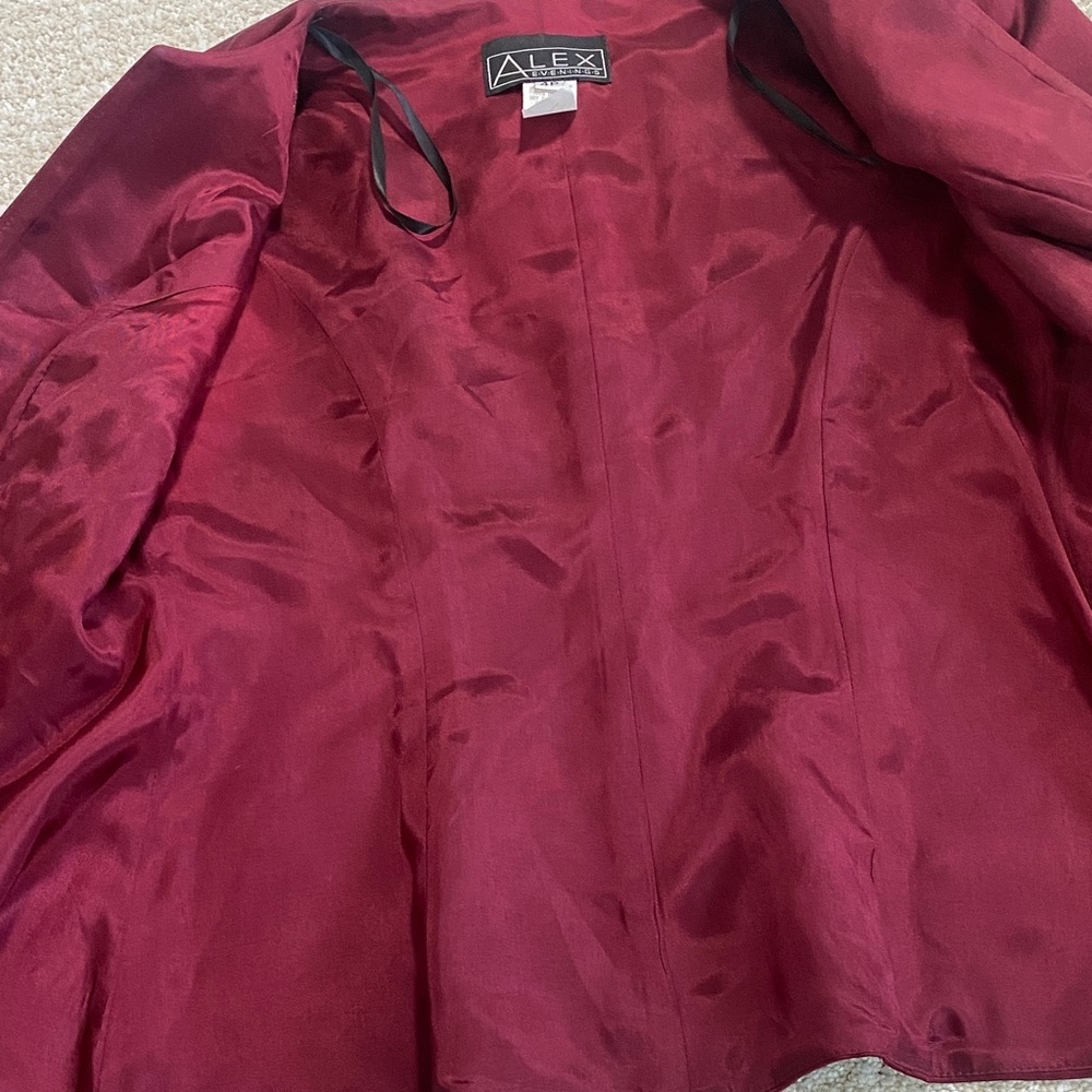 Alex Evenings Women's Deep Red Blazer Size 4 - Picture 10 of 12